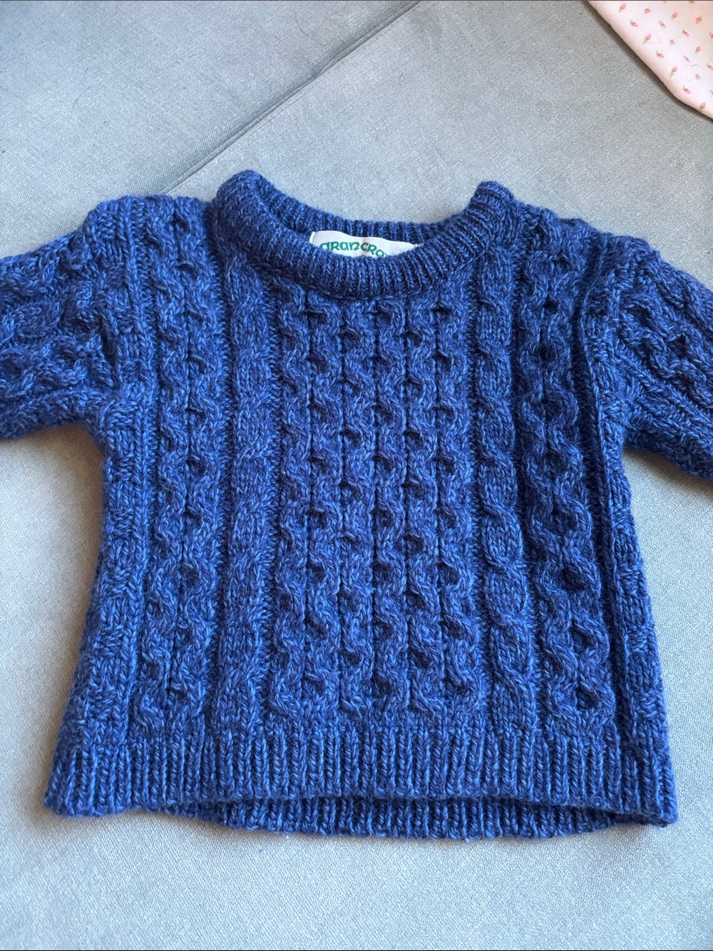 Aran Crafts Blue Merino Wool Crewneck Sweater